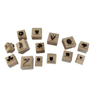 VTG Stampin' Up! Wooden Rubber Stamp Set -‎ 14 Floral & Botanical Designs